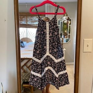 Art Class size XS (4/5) black and pink floral Spaghetti Strap Dress